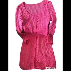 SHEIN Hot Pink button up dress